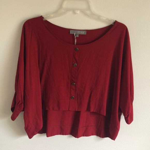 BNWT, tysa designs crop top button down, maroon, 0 - Picture 3 of 7